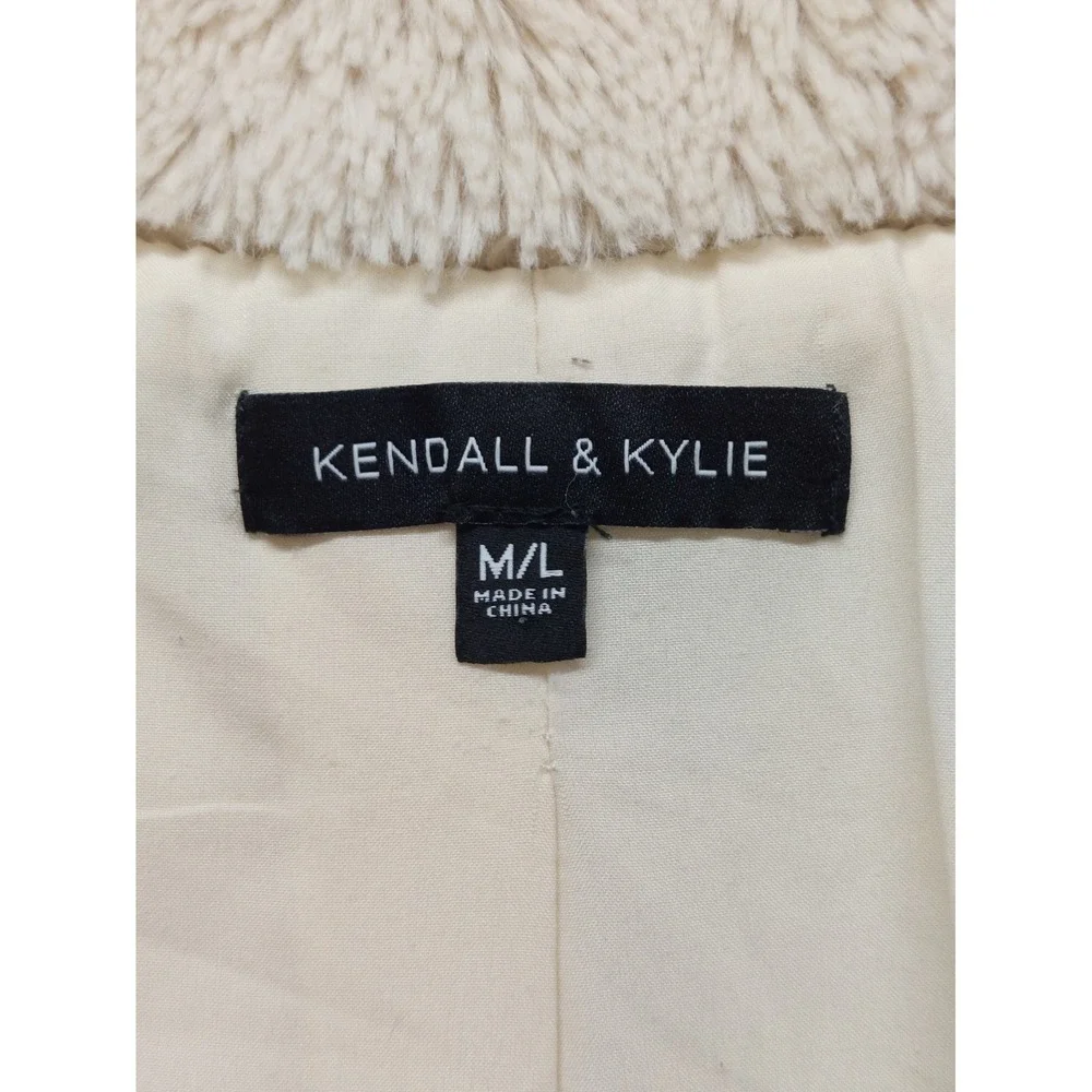 Kendall & Kylie Women Fur Jacket‎ M Cream Mock Neck Full Zip Long Sleeve Thermal
